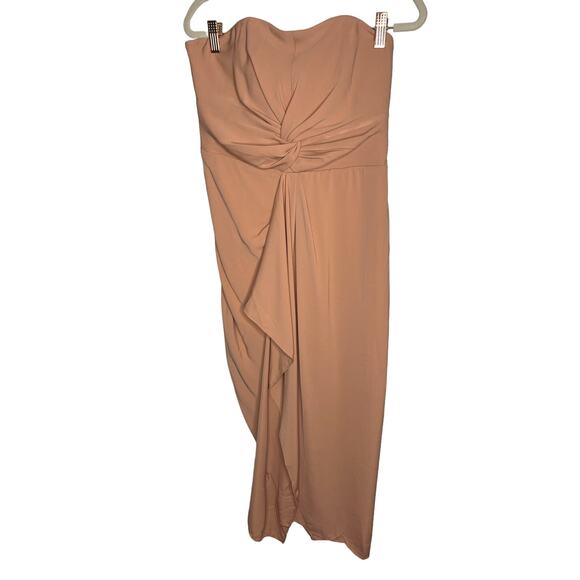 Significant Other Nightsong Dress Strapless Surplice Draped Front Almond Size 8 - Picture 5 of 12